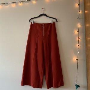 burnt orange wide leg pants